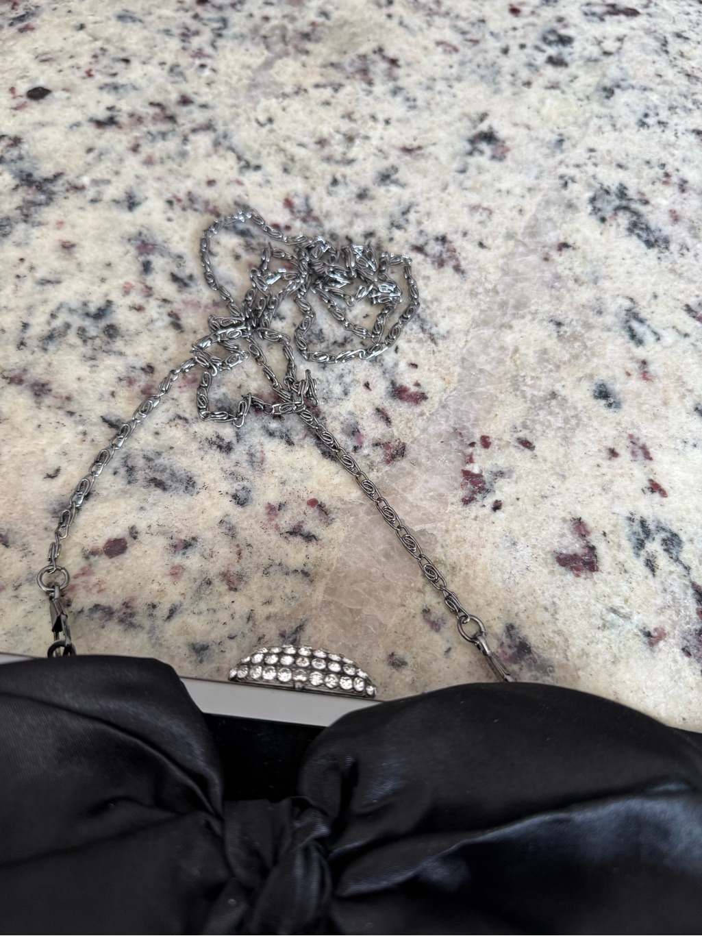Neiman Marcus Black Velvet & Satin Bow Clutch Evening Bag With Rhinestone Clasp. — image 5 of 8